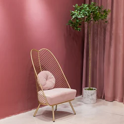 Wholesale Nordic Leaf Lazy Leisure Chair Modern Simple Luxury Bedroom Living Room Chair Metal Single Seat Wire Accent Chair