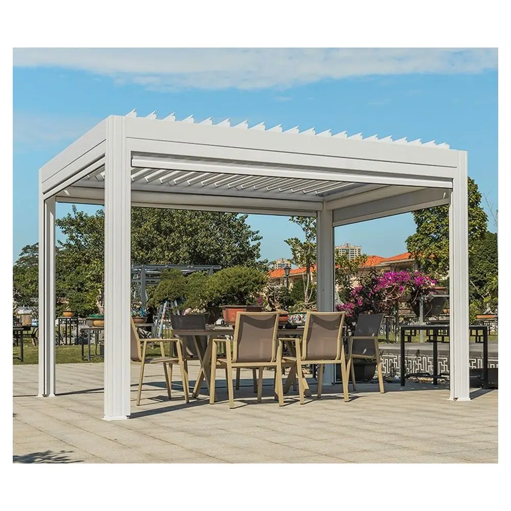 Optima Wholesale Aluminum Pergola with Sliding Glass Window Pergola Aluminum Rot Proof Aluminum Louver Wayside Pergola