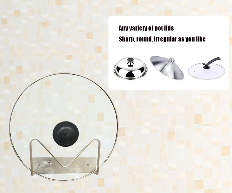 Stainless Steel Hanging Lid Pot Rack For Kitchen Hanging Pan Cover Organizer Cutting Board Storage Wall Pot Lid Rack