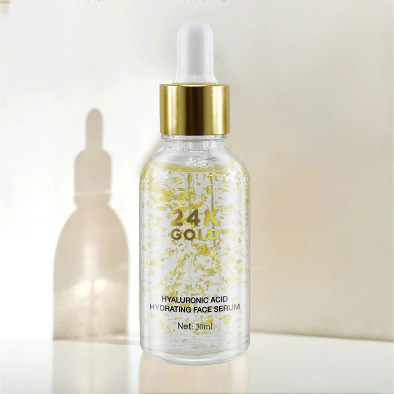 24K Gold Foil Hyaluronic Acid Facial Serum Firming Moisturizing Face Skin Care Essence Liquid