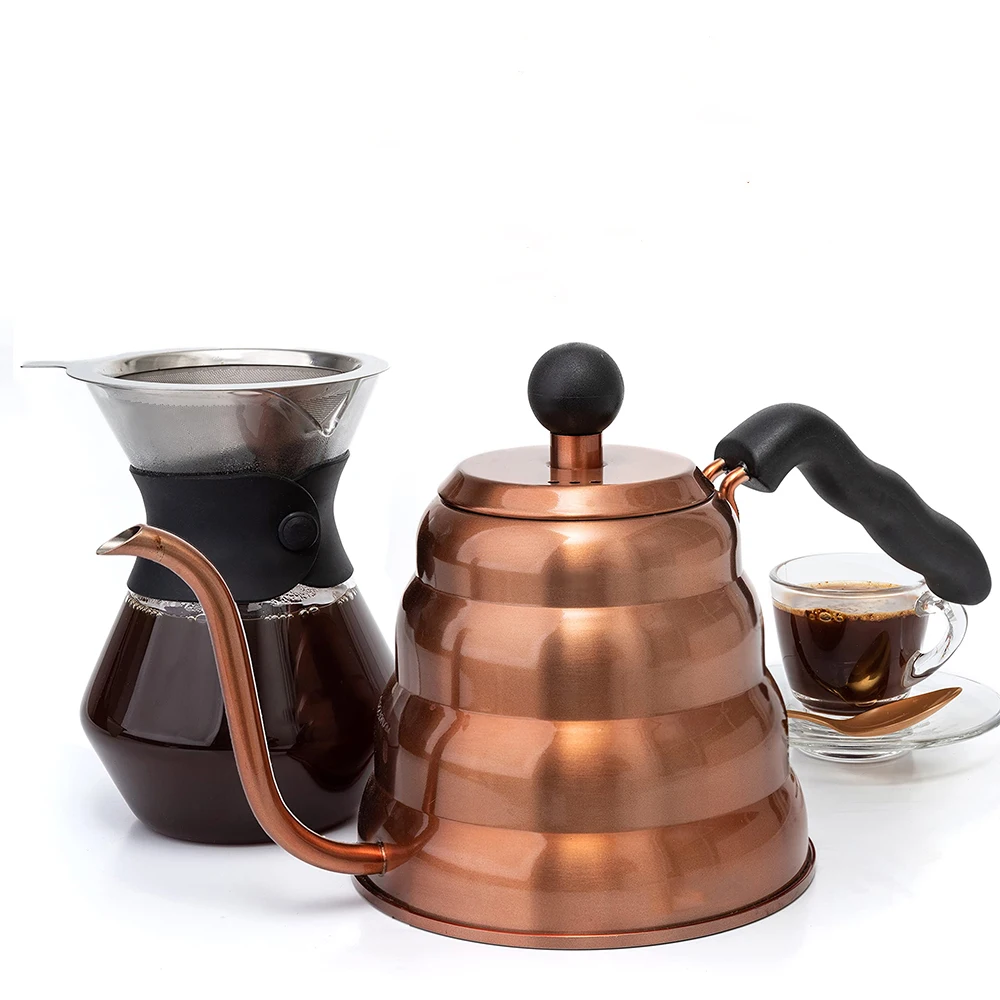 Wholesale 1.2L Stainless Steel Gold Color Coating Gooseneck Coffee Pot Pour Over Coffee Kettle