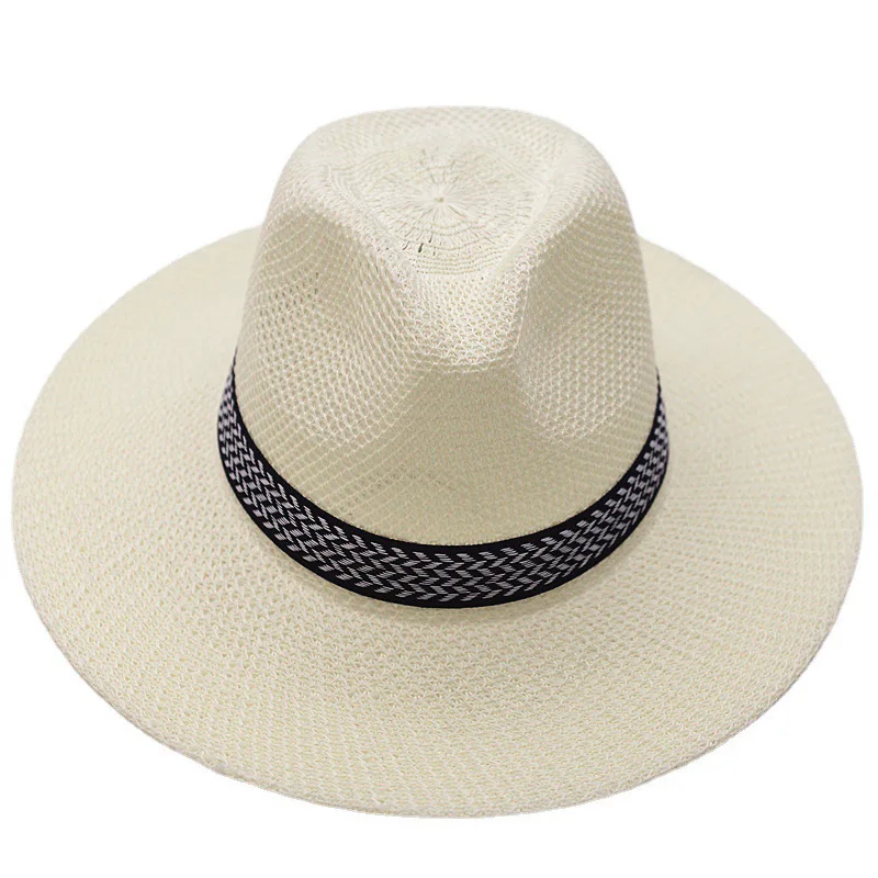 HZM-24041 New Design Western Cowboy Hat Panama Cow Jazz Sun Men Summer Beach Straw Summer Shade Travel Caps
