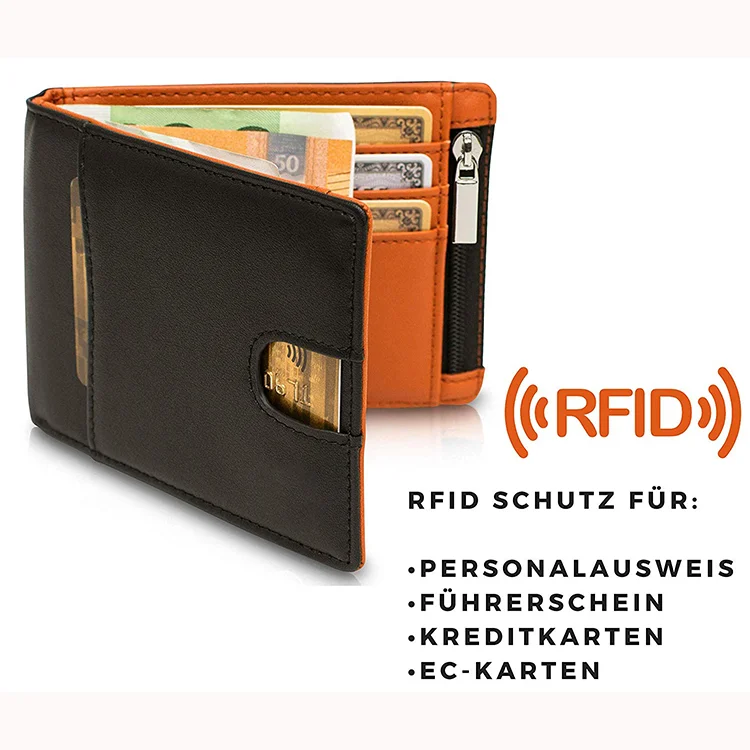 Wholesale OEM brand Travel Leather Mens Wallet Genuine Leather Men Wallets,high quality Money Clip for men