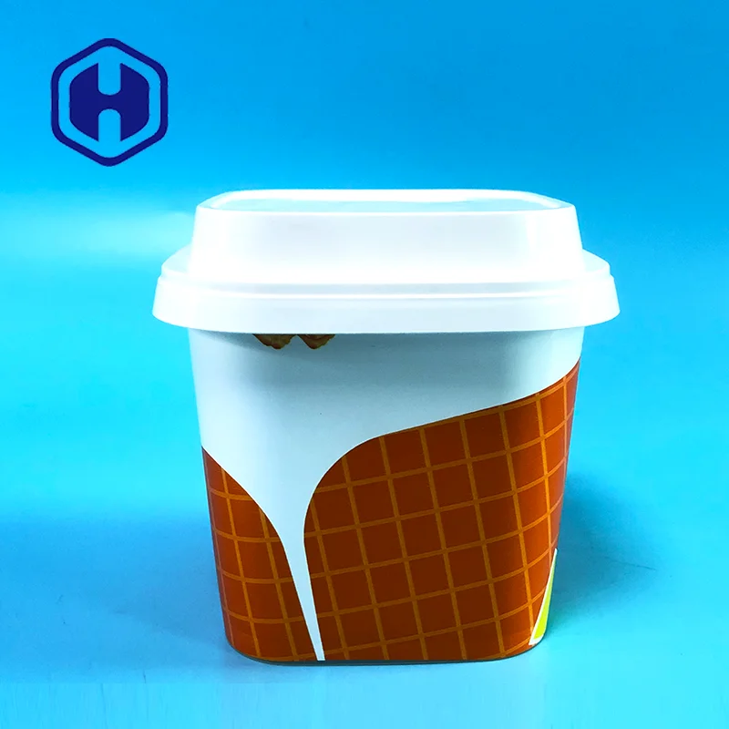 Frozen cacao nuts coco mango cocoa coconut peanut shea body butter IML tub plastic ice cream packaging container