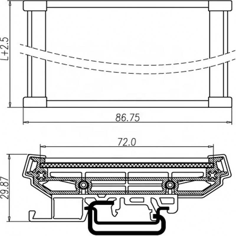 DIN Rail Mounting Carrier Bracket Terminal Block Connector Plastic Box PCB Mounting Adapter PCB Housing PCB Width 72mm