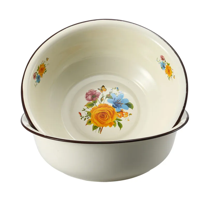 Wholesale Enamel Coating basin with flower for kitchenware