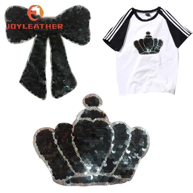Wholesale DIY Bow Sequin Embroidery Clothing Crown 3d Embroidery Sequins Patch