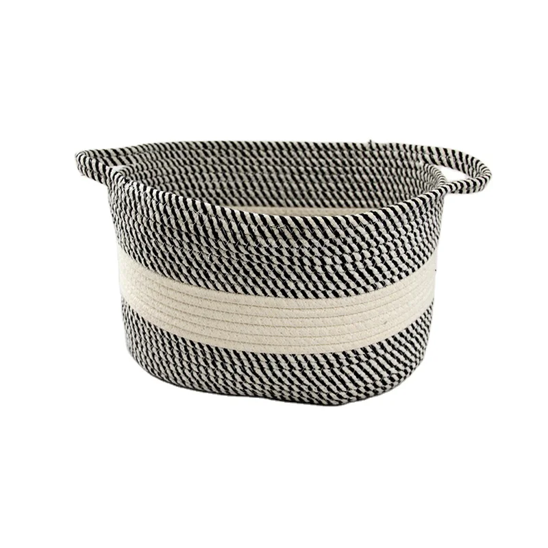 Hanglu Support Custom Woven Laundry Basket Cotton Rope Storage Basket for kid toys diaper cups daily items