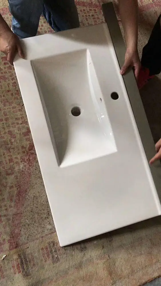 Countertop sink,ceramic washing basin, thin-edged white color rectangle wash basin for modern bathroom