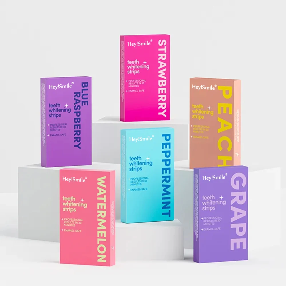 Professional Fruit Flavor PAP DRY Teeth Whitening Strips Custom Logo Non-Sensitive Fruit Flavor Effective Stain Removal