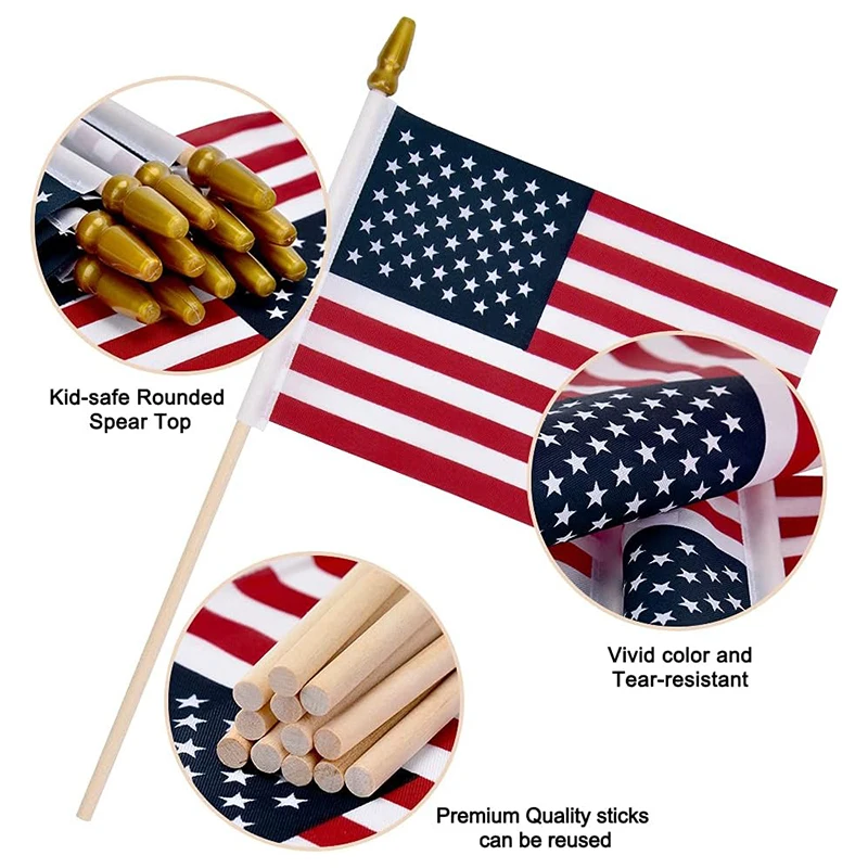 Custom Printed National Handheld Flags of Different Countries Hand Waving Flag With Pole