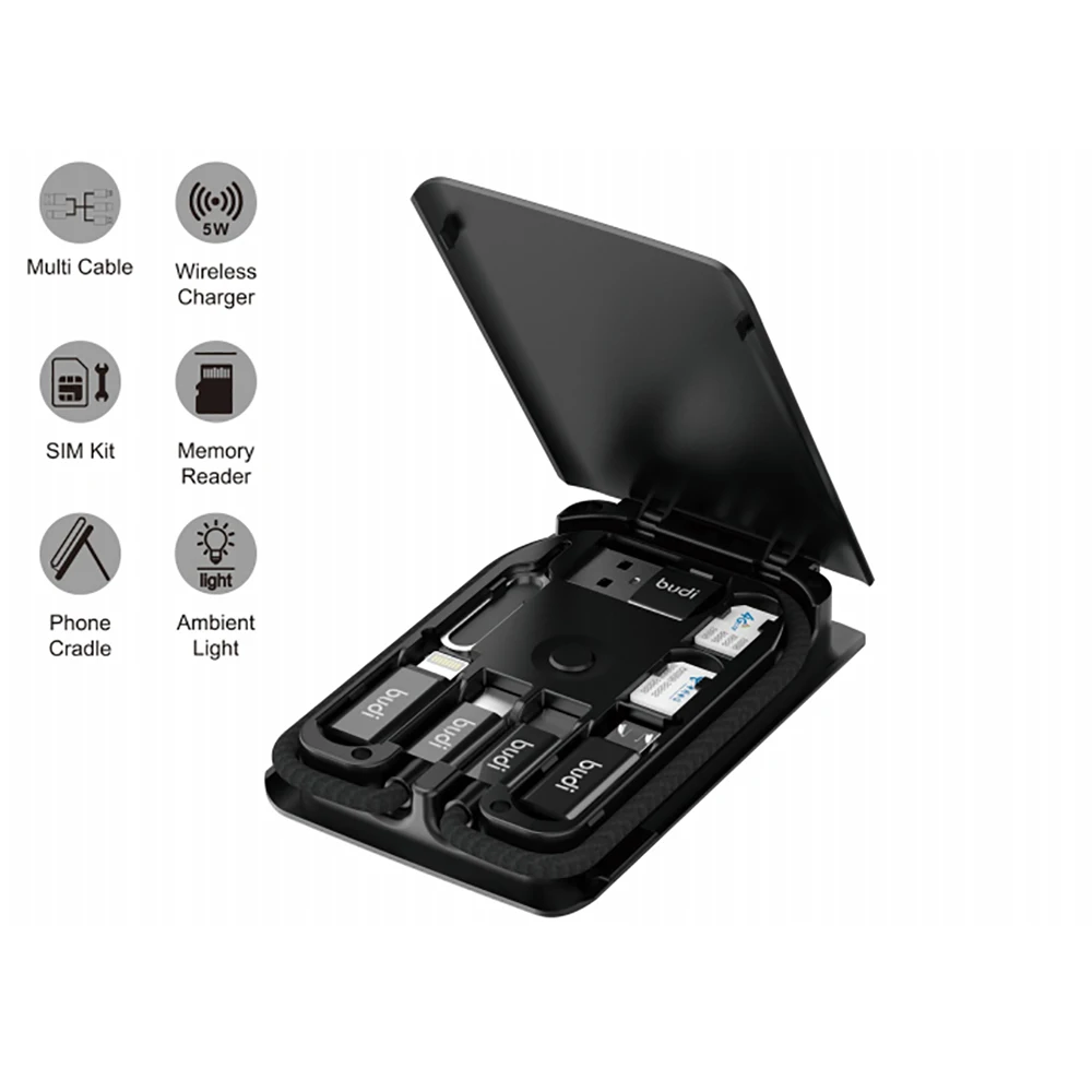 
2019 hot selling factory price CE FCC ROHS black color type-c to type-c usb cable 5w wireless charger with mobile phone holder 