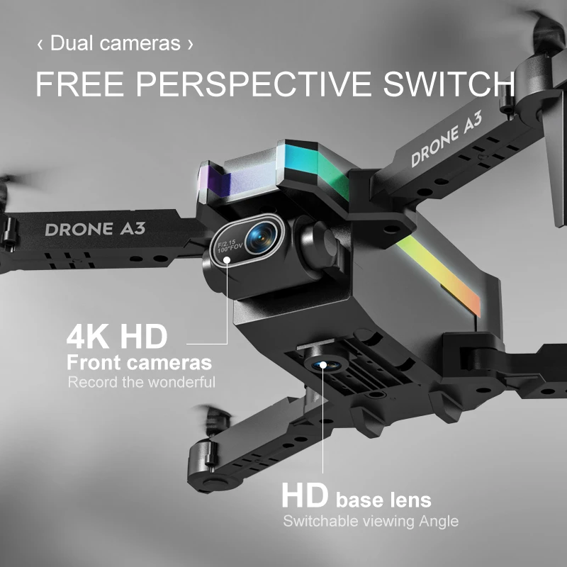 A3 Mini drones professional long distan with 4K HD Dual Camera Foldable RC Helicopter long range  FPV Wifi Quadcopter