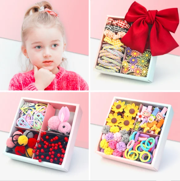 Детская цветная нейлоновая эластичная повязка для волос Набор детских милых заколок для волос с мультяшным рисунком аксессуары для маленьких девочек