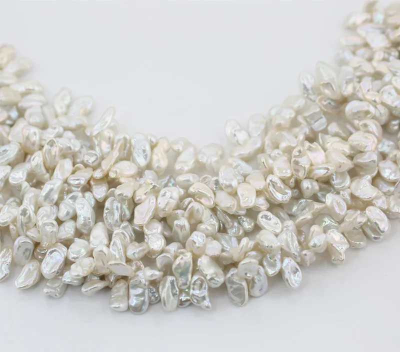8-9mm good quality freshwater real natural irregular keshi reborn pearl bead strand