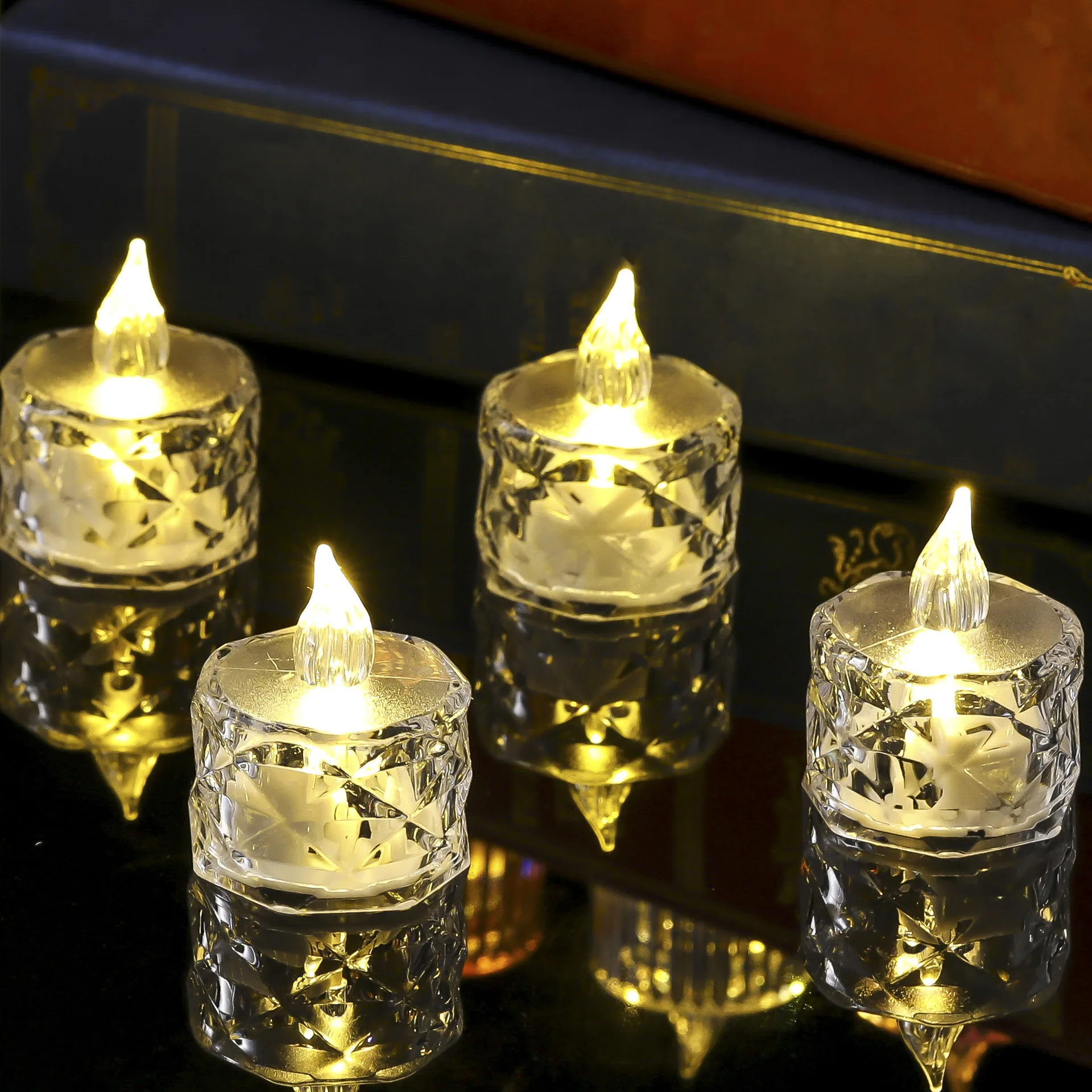 Beautiful LED Flameless Candles Flickering Crystal Candles Battery Included Romantic