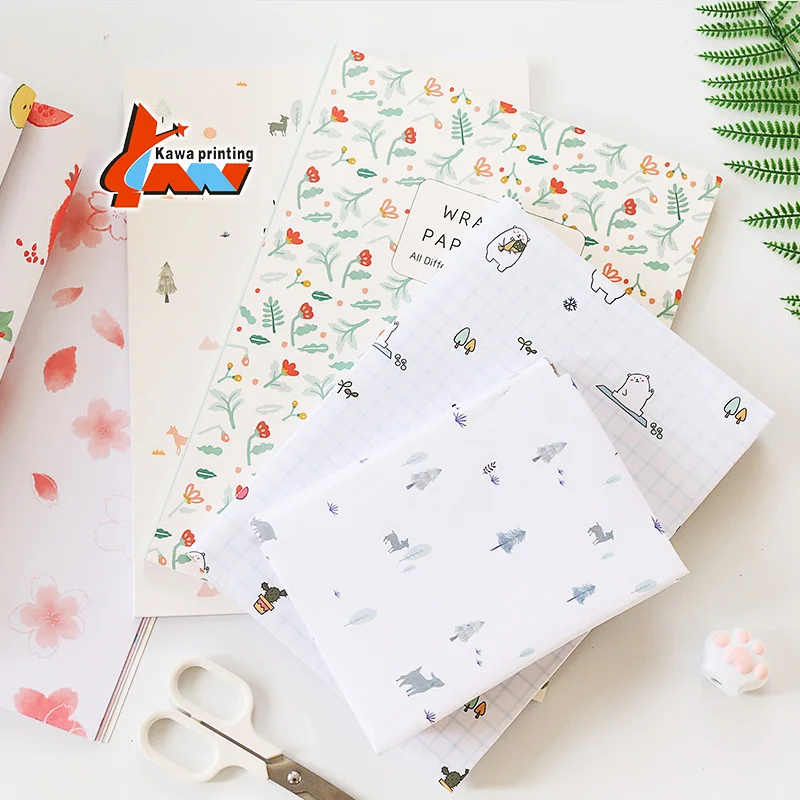 Wholesale Pink Patterns Printed Thick Brown Gift Wrapping Kraft Paper Roll