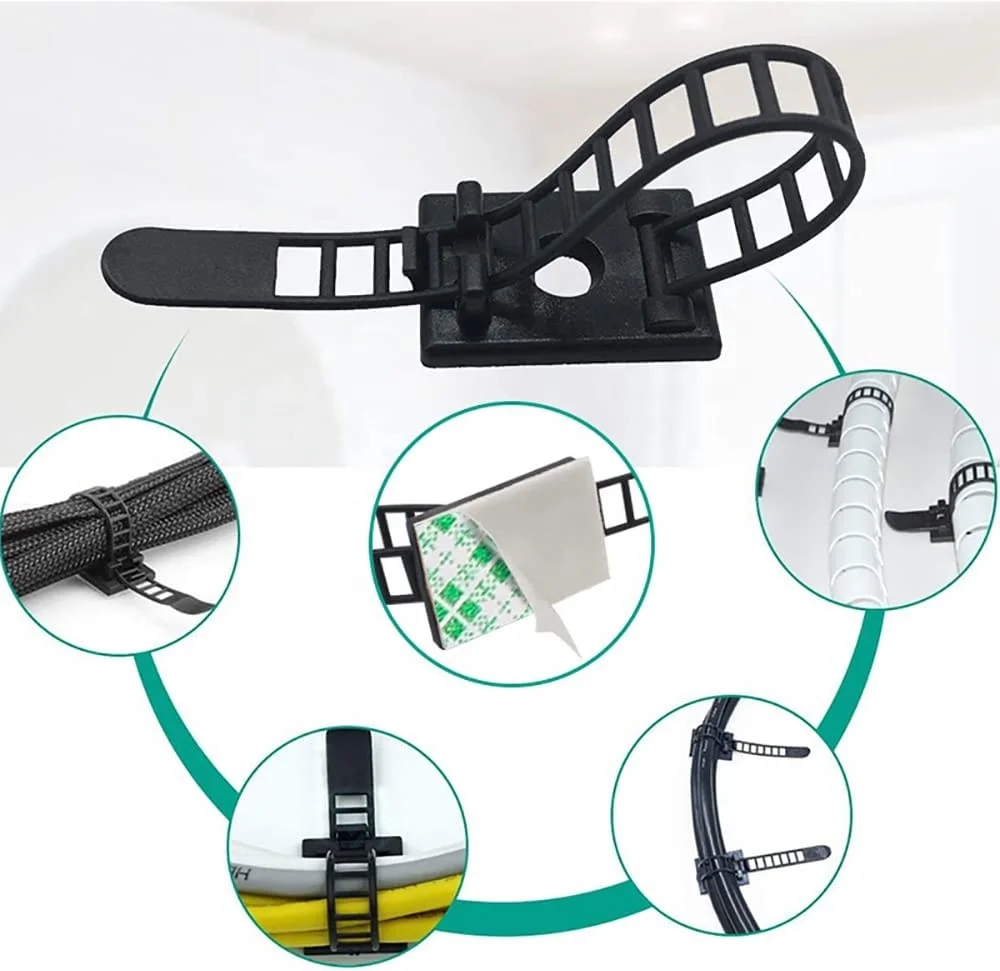 Пластиковый самоклеящийся Регулируемый кабельный зажим Elehk нейлоновый органайзер регулируемый держатель для кабельных стяжек