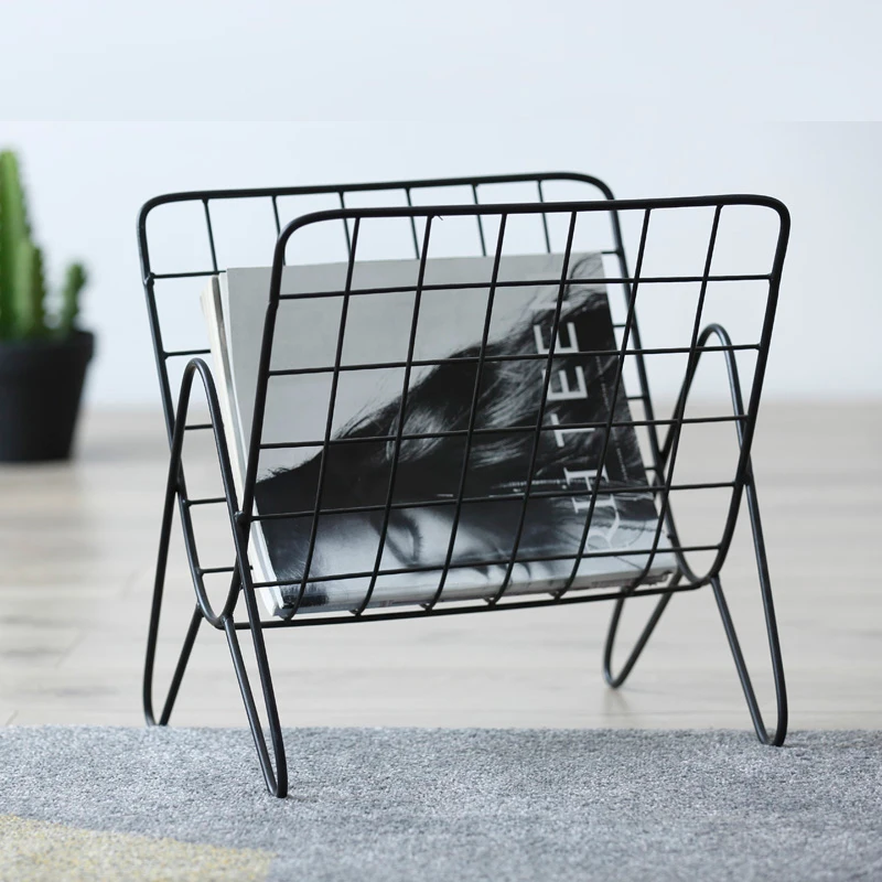 Metal New Design Eco Friendly Newspaper Office Living Room Wholesale Book Shelf Magazine Holder Rack