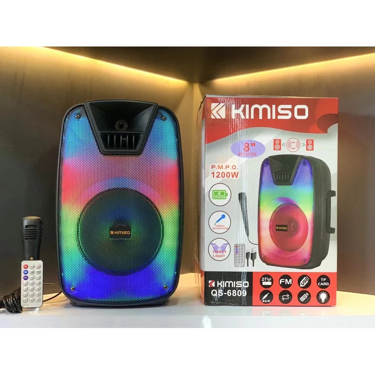 QS-6809 Latest Wireless Speaker KIMISO 8inch Big TWS Plastic Speaker With Microphone