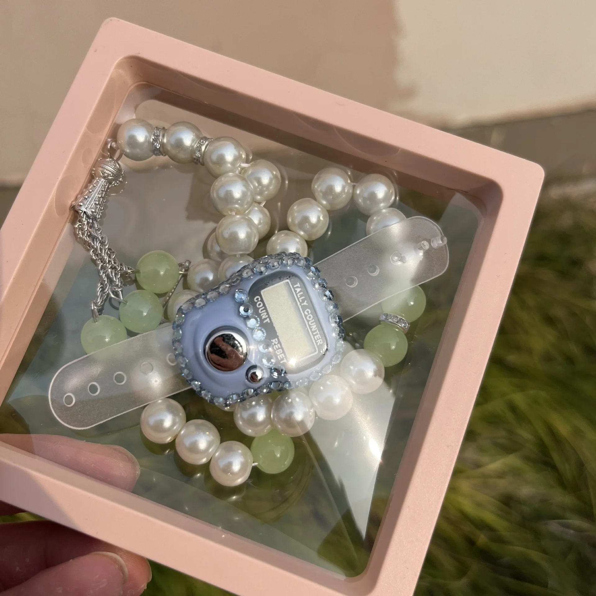 wholesale Handmade Glass 99 Beads Tesbih Digital Finger Tally Counter with Box Prayer Beads Rosary Tasbih Muslim for Wedding Be