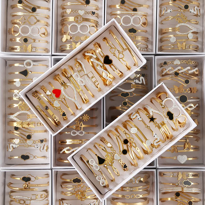 Hot Selling Fashion Wholesale Stainless Steel Waterproof Waterproof Life Tree Charm Bangle Crystal Wrist Lady Bracelets Bangles