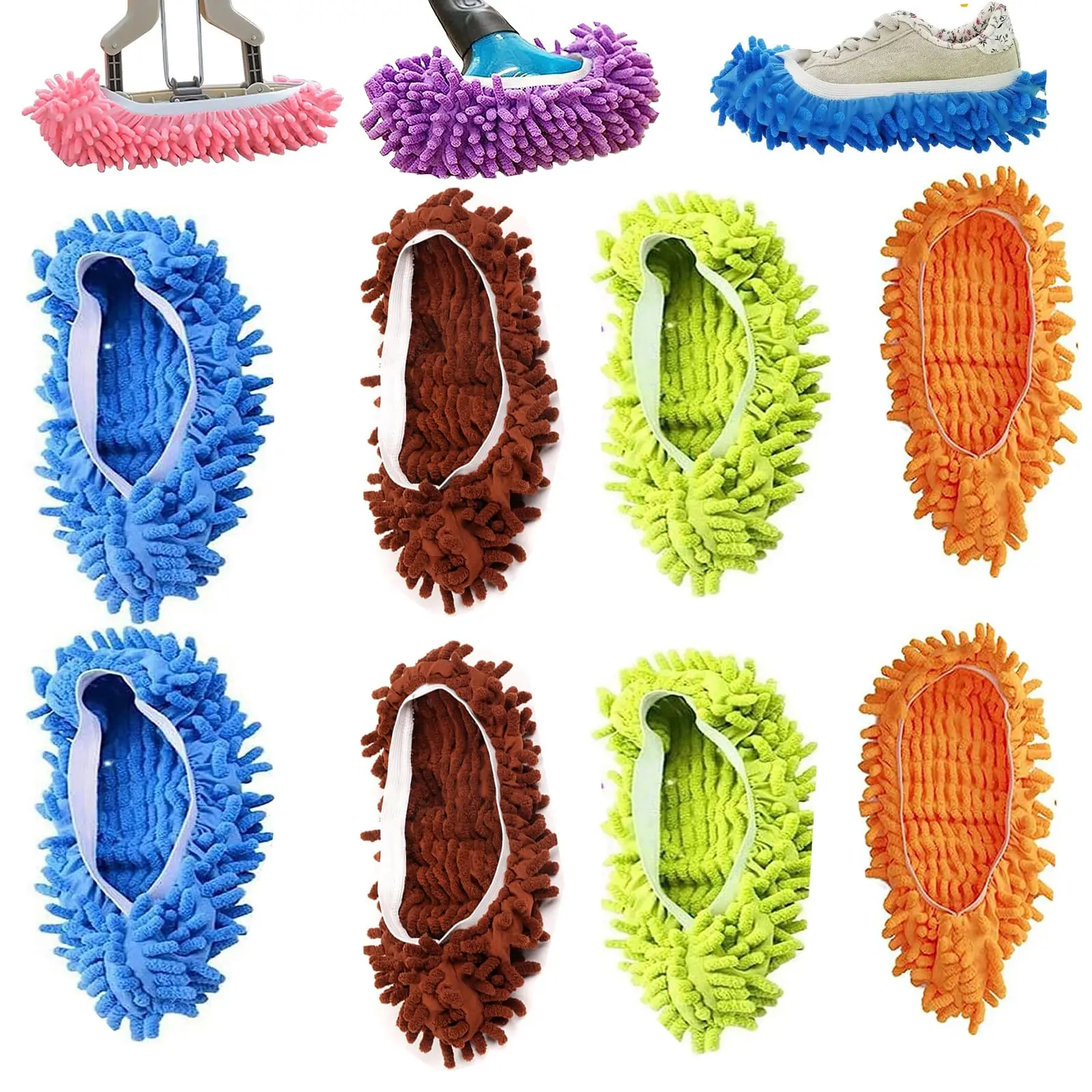 Washable Reusable Dust Duster Mop Slippers Shoes Cover Cleaning Floor House Office chenille mop pad