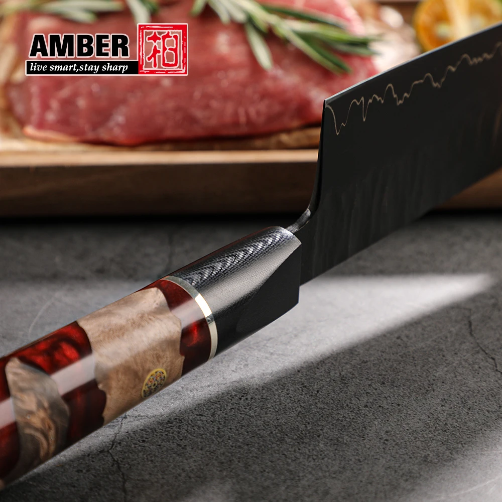 Amber Professional 7inch Top Chef  knives Japanese style Kitchen knives high Carbon steel japanese Forged Santoku Knife