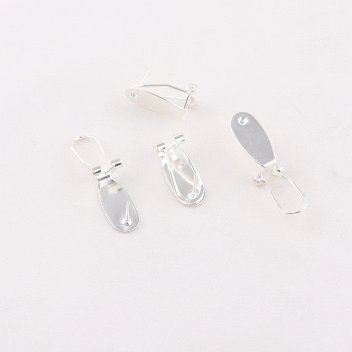 Silver color fingernail Earring clip Post With Clip On Back