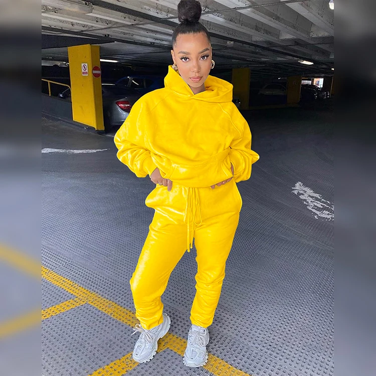 Fall Winter Custom Logo Women 2 Two Piece Pants Set Clothing Pullover Tracksuit Cotton Hoodie Jogger Sweat Suit Sets