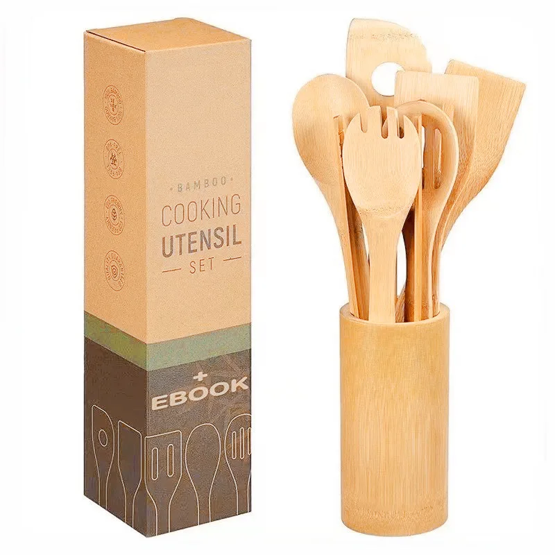 Bamboo Kitchen utensils 30*6cm Eco-friendly Durable Bamboo Kitchenware Bamboo spoon 6-piece set