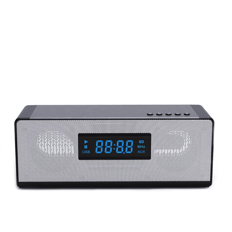 
High Quality Brushed Texture Home Theatre LCD Display HI-FI Wireless Speaker Mobile Phone Charger Usb Wireless Oem stereo sound 