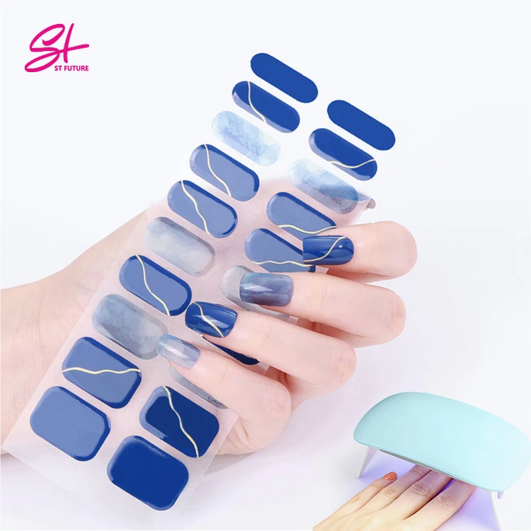 ST FUTURE 20 Semi Cured Gel Nail Wraps UV/LED Lamp Required 16 Real Gel Nail Polish Stickers