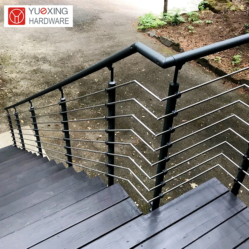 Customized Staircase and Handrail wrought iron stair handrail grade 304 stainless steel pipe railing prices