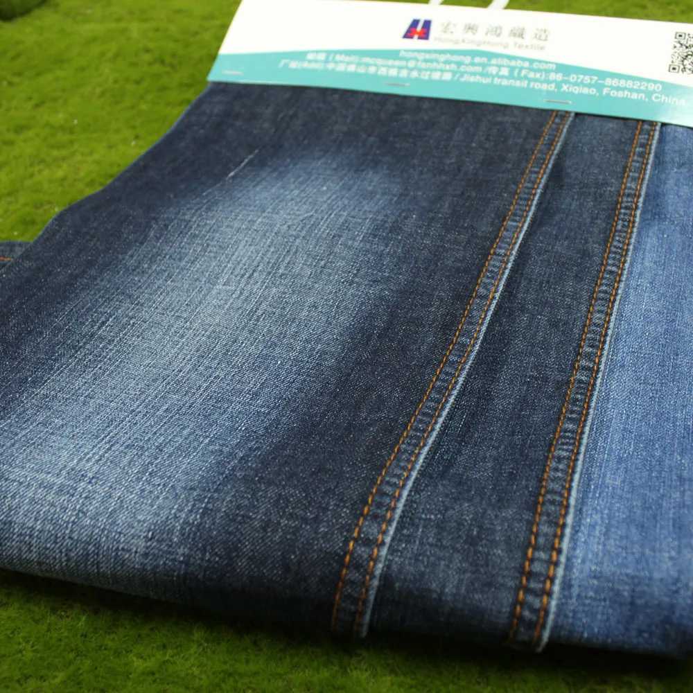Fashion 600d polyester weft denim fabric with no slub regular cvc denim