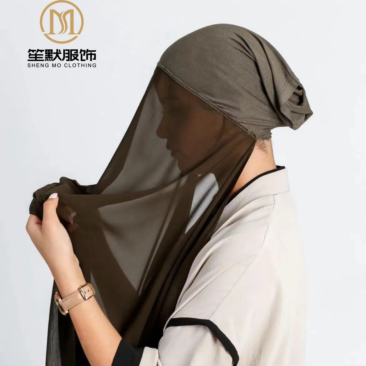 2024 New Product Custom Plain Instant Chiffon Hijab With Inner Jersey Bonnet Caps Heavy Chiffon Underscarf Headscarf Shawl Scarf