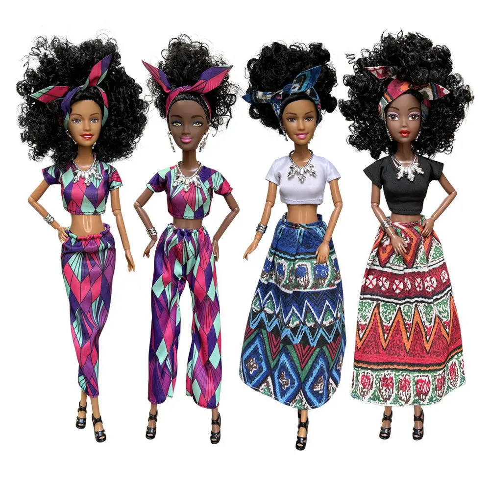 30cm Black Girls Dolls Movable Joints 3d Simulated Eye Hinge House Doll Diy Dress Up Birthday Gift Toys Kids For Girls