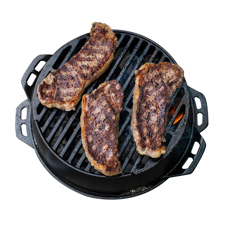 Pre Seasoned Cookware Classic Cast Iron BBQ Oven with Three Legs Campfire Camping Grill for Camping Fireplace Cooking BBQ