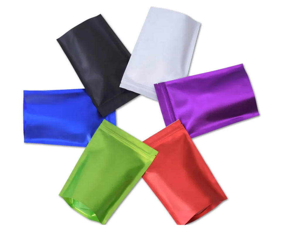 Custom Matte Aluminium Ziplock Stand Up Pouch Metal Recycled Food Packaging Bag Mylar Zip Lock Stand Up Pouch Bag With Window