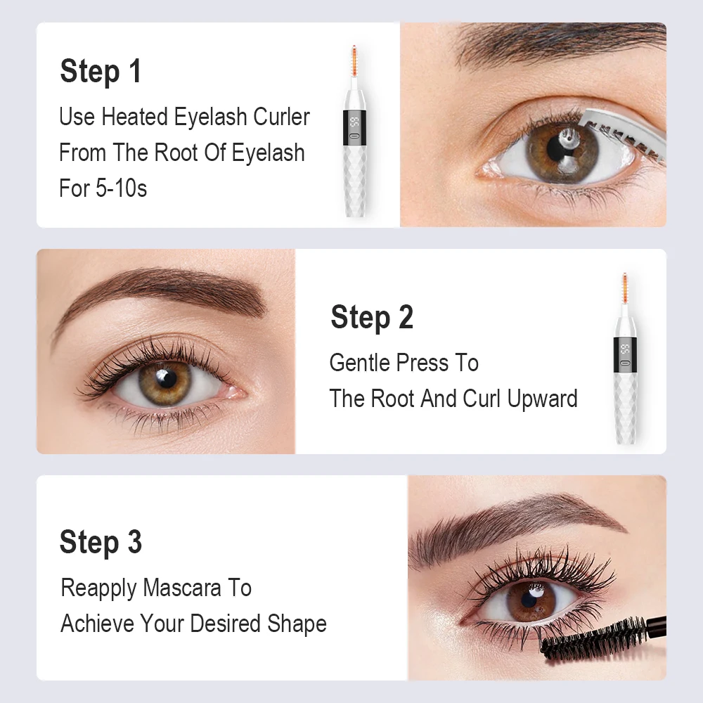 Latest Wholesale Rechargeable Portable Electric Eyelash Curler Quick Heated Mini Electric Eyelash Curler for Lash Lift