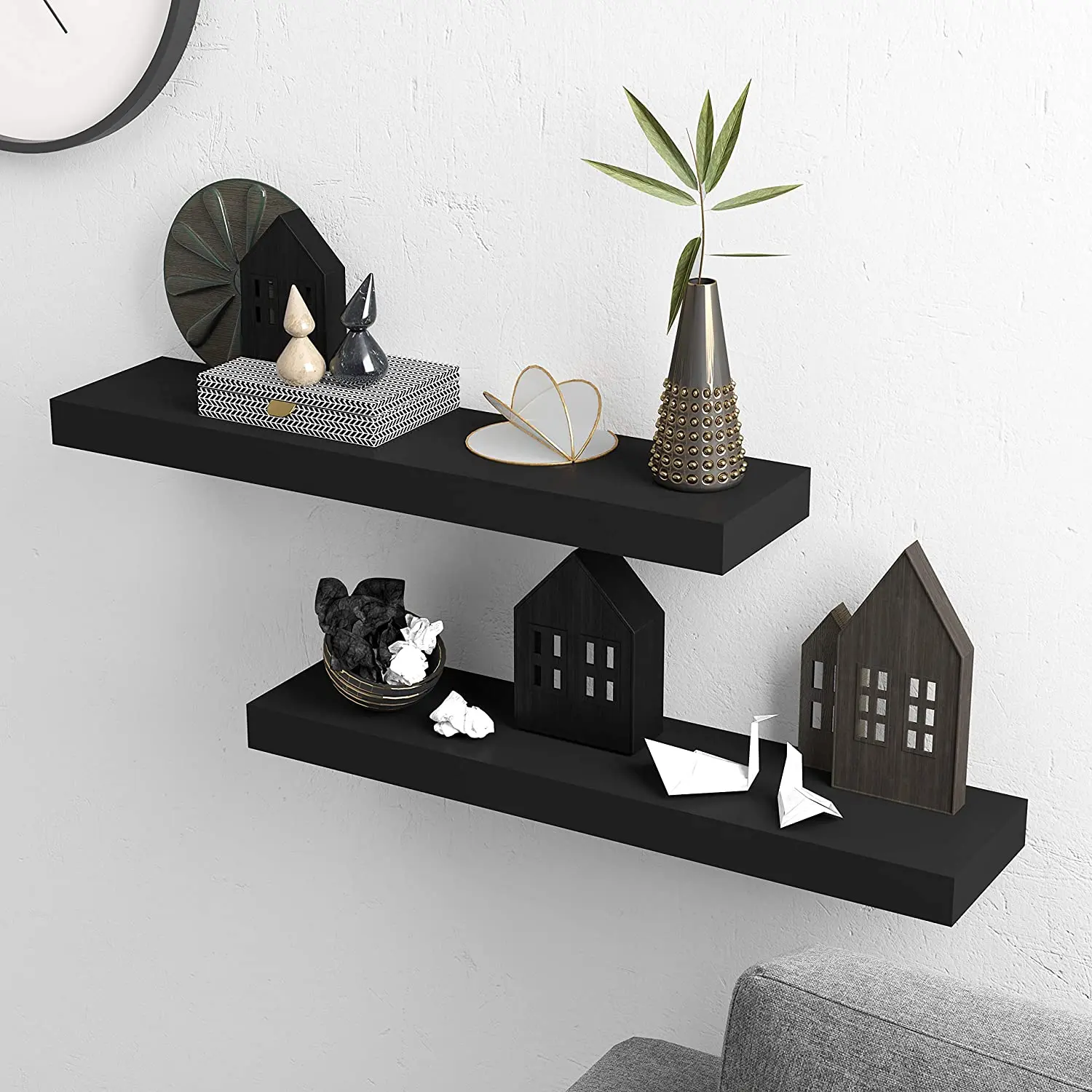 Полка из сосновой древесины, настенные плавающие полки с невидимыми кронштейнами, набор из 2