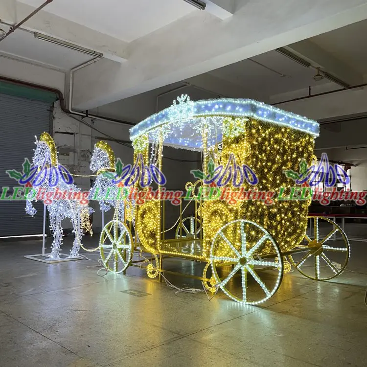 Christmas decoration light outdoor creative horse cars horse carriage