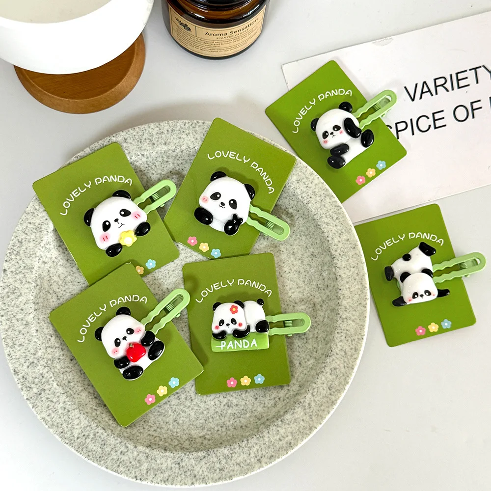 Jiamu New Design Cute Panda Hair Clips Accessories For Women Girls Sweet Cartoon Hair Clips Wholesale Trendy