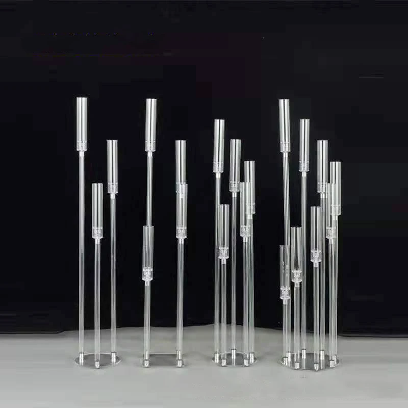 Wholesale Tall Clear Acrylic Candle Holders Wedding Centerpiece Crystal 8 Arms Candelabra For Mariage Party Decoration