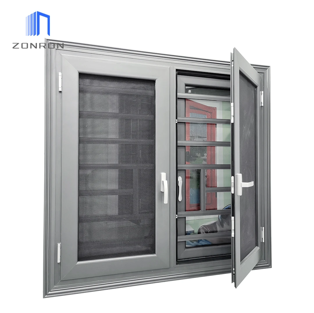 Zonron Hurricane Impact Aluminum Alloy Energy Saving External Soundproof Casement Windows Simple Design Aluminum Swing Windows