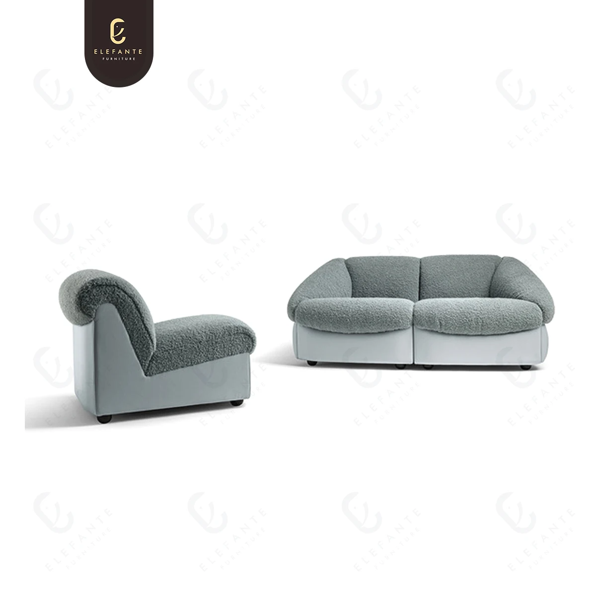 Italian Designer Light Luxury Blue Home interior Sofa De Salon Morden Huge Fabric Leather Sofa For Villa Living Room Furniture