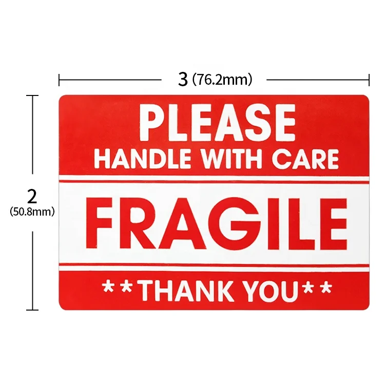 Free Sample 2X3 Inch Fragile Label Fragile Sticker Labels Fragile Warning Label