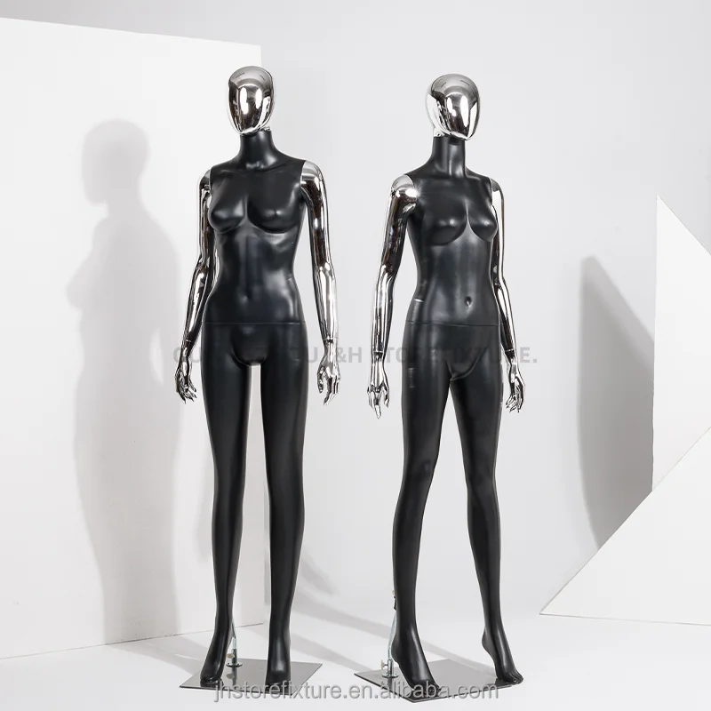 Silver head silver arm model props female clothing fashion display model girl garment dummy display stand