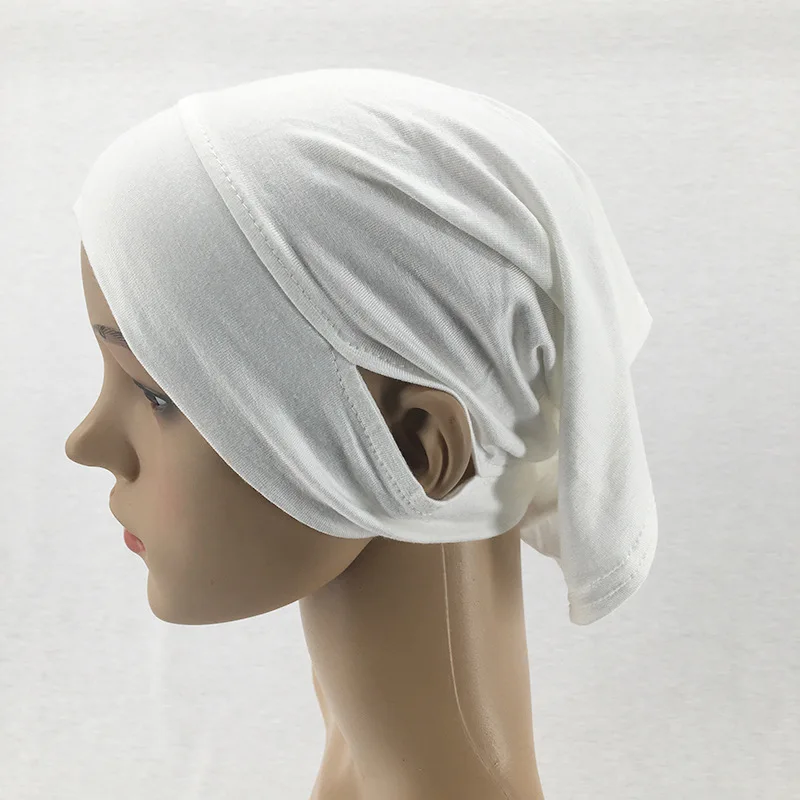 NEW Cotton Under Scarf With Ear Hole Stretch Jersey Inner Hijabs Round Front Under Hijab Caps Female Turban hijabs