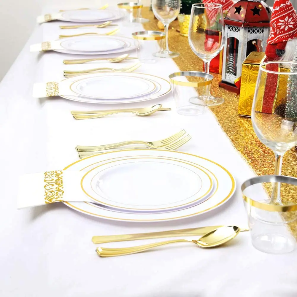 Eco-friendly Biodegradable Unbreakable Dinner disposable plastic Party Plates sets Restaurant Plates Plastic For Picnic And Dish